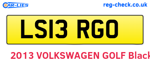 LS13RGO are the vehicle registration plates.