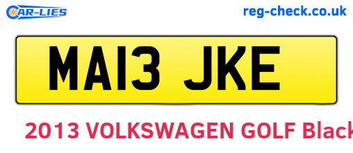 MA13JKE are the vehicle registration plates.