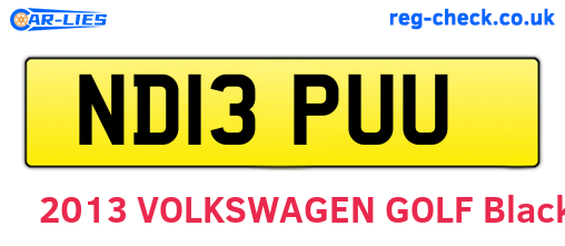 ND13PUU are the vehicle registration plates.