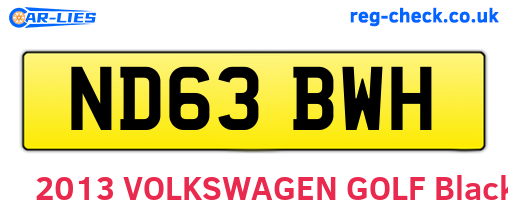 ND63BWH are the vehicle registration plates.