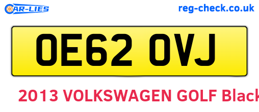 OE62OVJ are the vehicle registration plates.