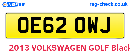 OE62OWJ are the vehicle registration plates.