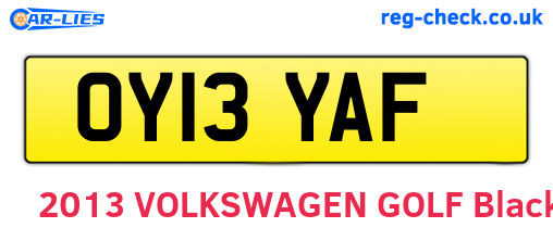 OY13YAF are the vehicle registration plates.