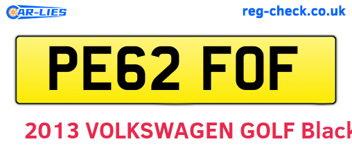 PE62FOF are the vehicle registration plates.