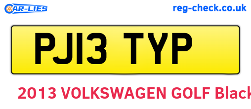 PJ13TYP are the vehicle registration plates.