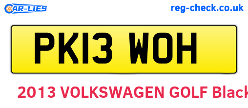 PK13WOH are the vehicle registration plates.