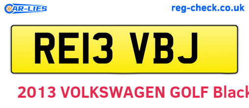 RE13VBJ are the vehicle registration plates.