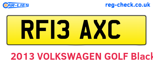 RF13AXC are the vehicle registration plates.