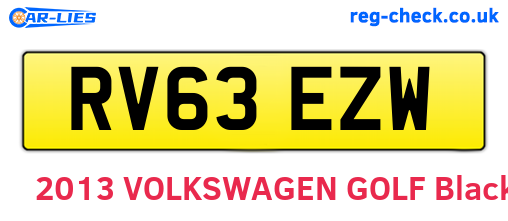 RV63EZW are the vehicle registration plates.