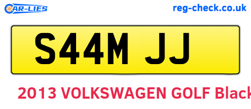 S44MJJ are the vehicle registration plates.