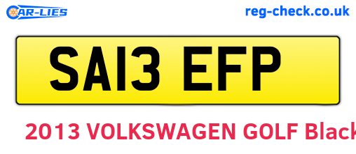 SA13EFP are the vehicle registration plates.