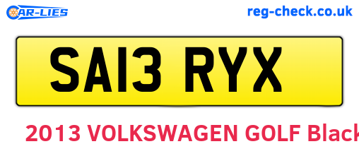 SA13RYX are the vehicle registration plates.