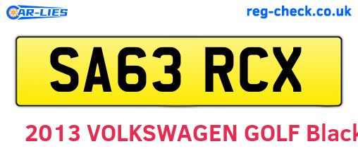 SA63RCX are the vehicle registration plates.