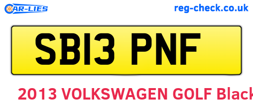 SB13PNF are the vehicle registration plates.