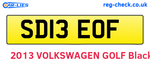 SD13EOF are the vehicle registration plates.