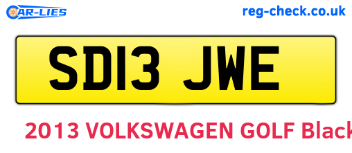 SD13JWE are the vehicle registration plates.