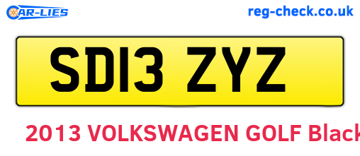 SD13ZYZ are the vehicle registration plates.