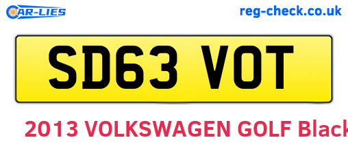 SD63VOT are the vehicle registration plates.