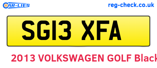 SG13XFA are the vehicle registration plates.
