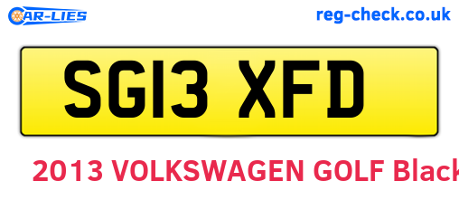 SG13XFD are the vehicle registration plates.