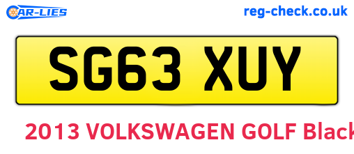 SG63XUY are the vehicle registration plates.