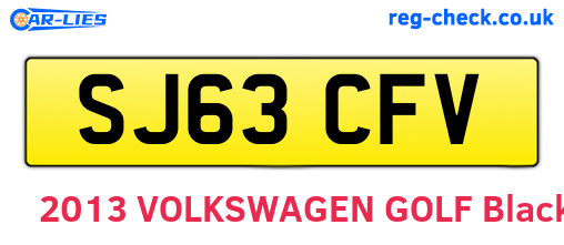 SJ63CFV are the vehicle registration plates.