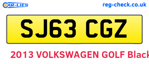 SJ63CGZ are the vehicle registration plates.