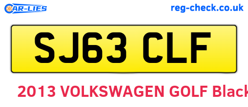 SJ63CLF are the vehicle registration plates.