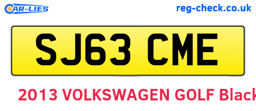 SJ63CME are the vehicle registration plates.