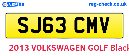 SJ63CMV are the vehicle registration plates.