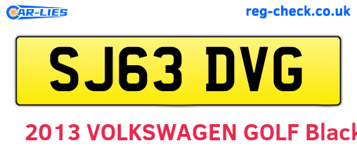 SJ63DVG are the vehicle registration plates.
