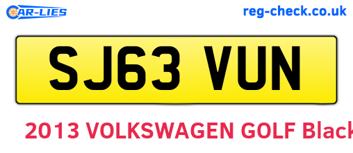 SJ63VUN are the vehicle registration plates.