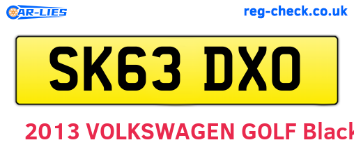 SK63DXO are the vehicle registration plates.
