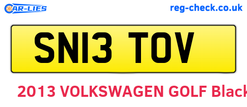 SN13TOV are the vehicle registration plates.