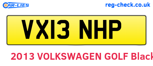 VX13NHP are the vehicle registration plates.