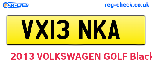 VX13NKA are the vehicle registration plates.