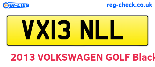 VX13NLL are the vehicle registration plates.