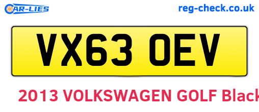 VX63OEV are the vehicle registration plates.