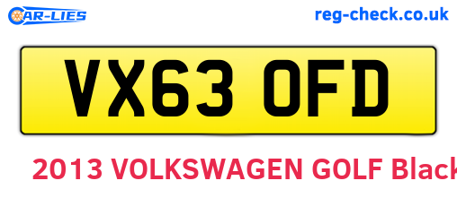 VX63OFD are the vehicle registration plates.
