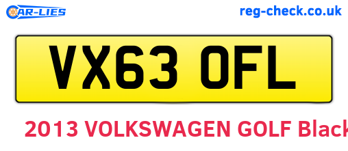 VX63OFL are the vehicle registration plates.