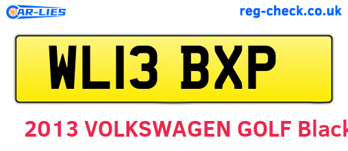 WL13BXP are the vehicle registration plates.