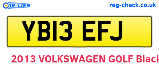 YB13EFJ are the vehicle registration plates.