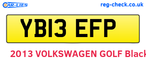 YB13EFP are the vehicle registration plates.