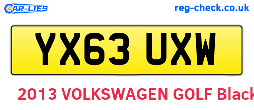 YX63UXW are the vehicle registration plates.