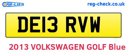 DE13RVW are the vehicle registration plates.