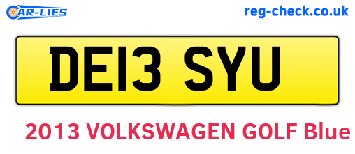 DE13SYU are the vehicle registration plates.