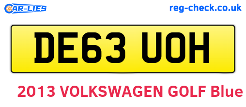 DE63UOH are the vehicle registration plates.