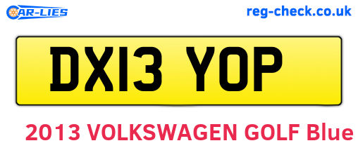 DX13YOP are the vehicle registration plates.