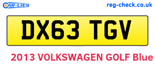 DX63TGV are the vehicle registration plates.