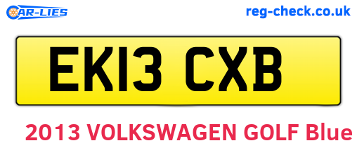 EK13CXB are the vehicle registration plates.